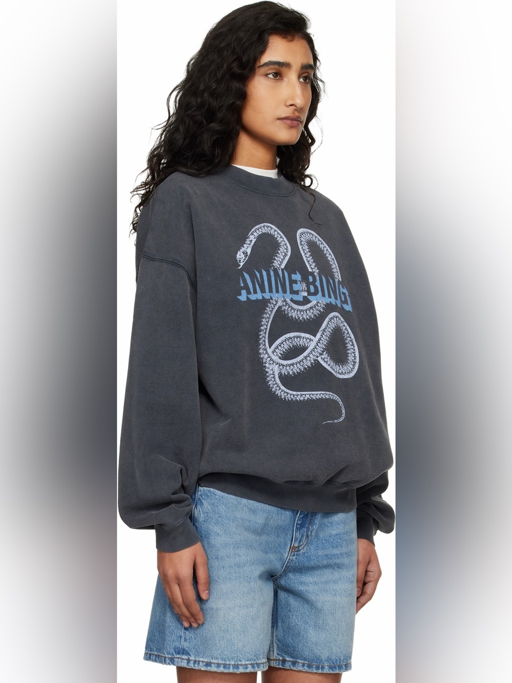 NWT ANINE BING Harvey Snake Crewneck Sweatshirt - size medium - Picture 2 of 5